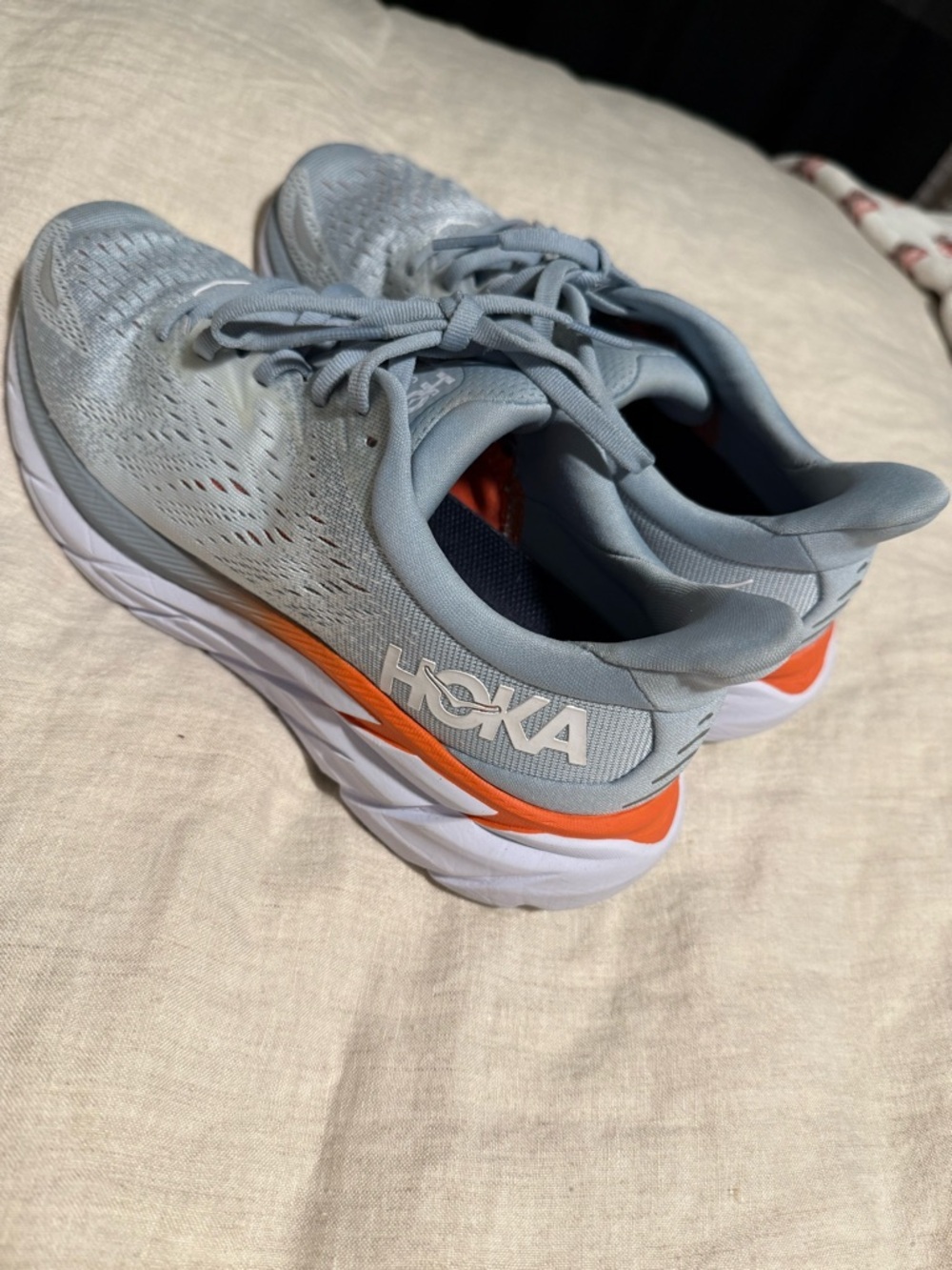 Hoka Women's Running Shoe in Light Blue with Coral Accent - Picture 2 of 6